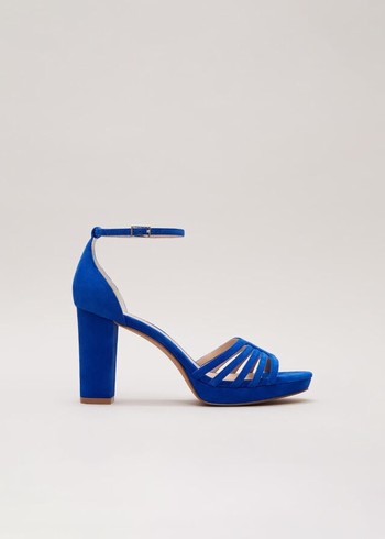 Phase Eight Strappy Platform Heels Deep Blue Australia | BO1850924